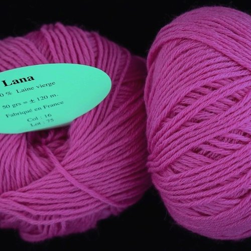 5 pelotes laine  lana rose  orchidée 16 textiles de la marque