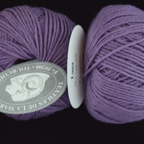 5 pelotes laine  lana  violet de manganèse 4 textiles de la marque