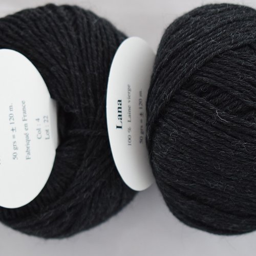 5 pelotes laine  lana  noir 4 textiles de la marque
