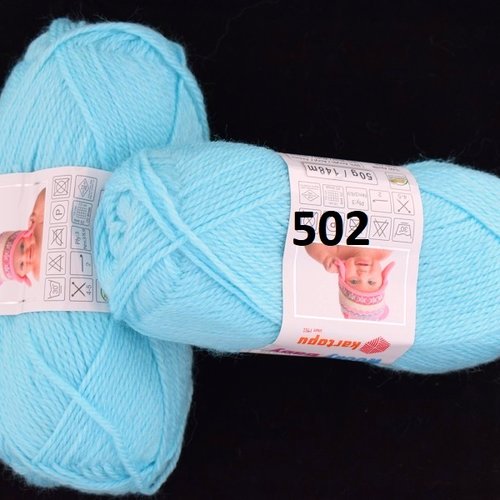 5 pelotes woolly baby bleu glacier 502  avec laine
