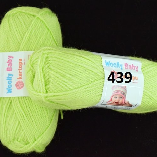 5 pelotes woolly baby vert anis 439 avec laine