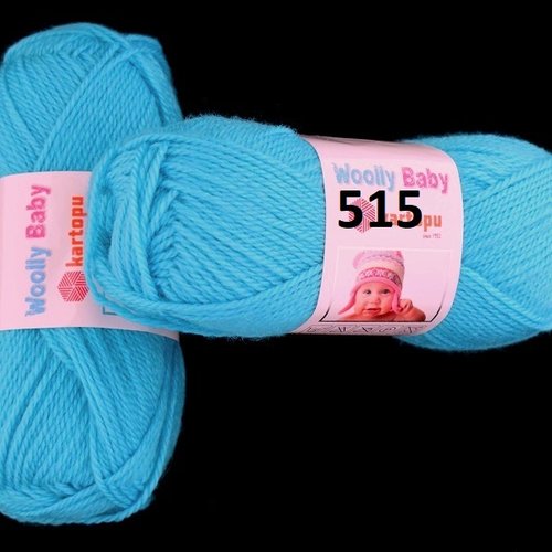 5 pelotes woolly baby turquoise 515 avec laine