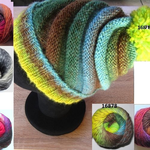1 kit bonnet à godrons en pure laine 5 couleurs au choix