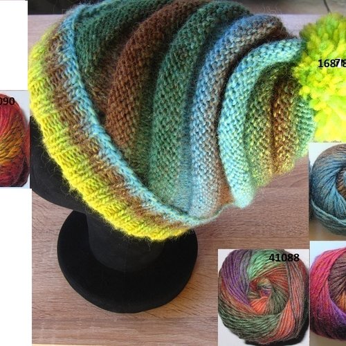 1 kit bonnet à godrons en pure laine 4 couleurs au choix