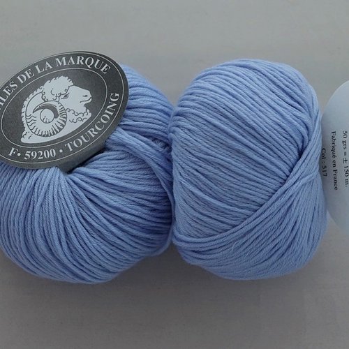 1 pelote laine mérinos et cachemire bleu 517 textiles de la marque