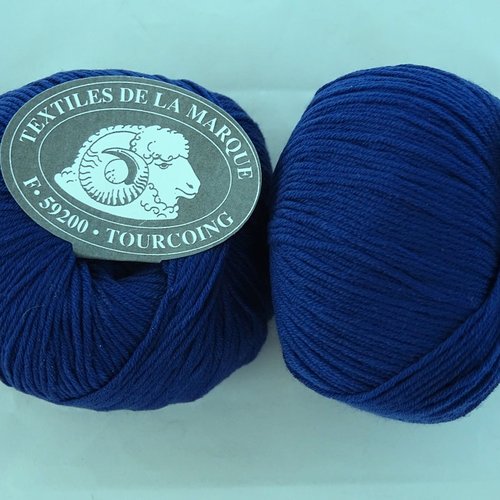 lot de 10 pelotes laine mérions bleu jeans 15/ 50 % mérinos/ fabriqué en  FRANCE