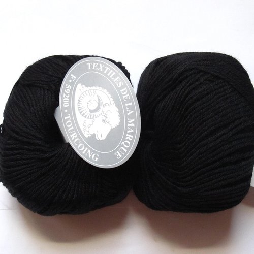 5 pelotes mérinos fifty noir 604 lot 15