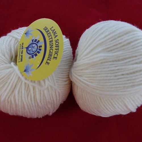 5 pelotes 50 % laine lana soffice blanc 500 filati tre sfere