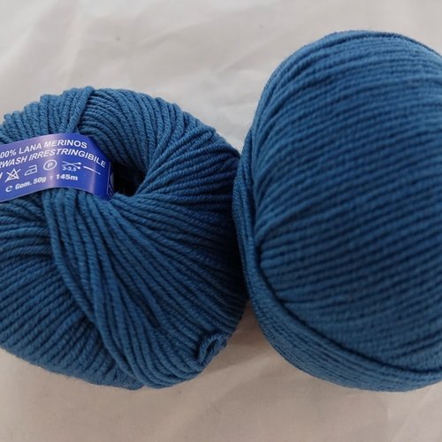 4 pelotes pure laine mérinos bimbo wool bleu octane 127 filati tre sfere