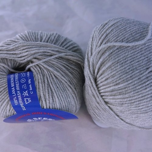 8 pelotes pure laine mérinos bimbo wool gris flanelle 106 filati tre sfere