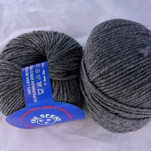 3 pelotes pure laine mérinos bimbo wool gris anthracite 106 filati tre sfere