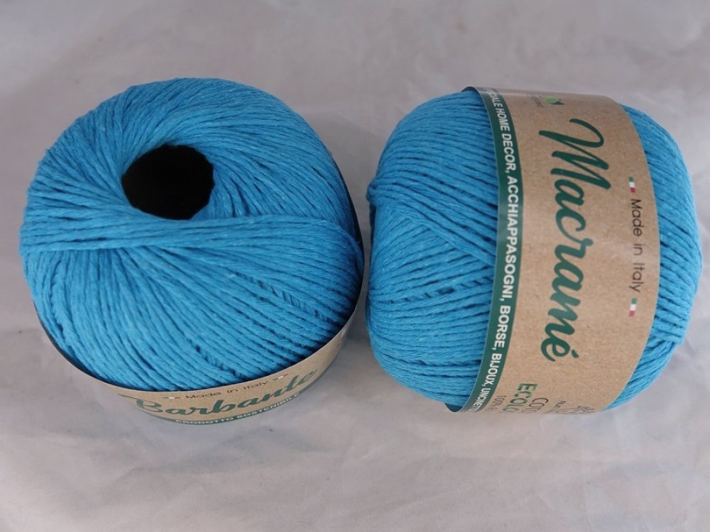 1 pelote 150 gr coton pour macramé ou tricot-crochet bleu
