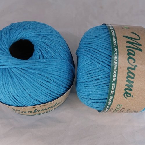 1 pelote 150 gr coton pour macramé ou tricot-crochet bleu turquoise 26