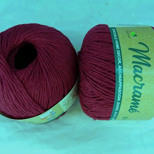 1 pelote 150 gr coton pour macramé ou tricot-crochet bordeaux  28