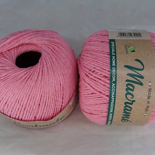 1 pelote 150 gr coton pour macramé ou tricot-crochet rose bonbon épaisseur 2 mm