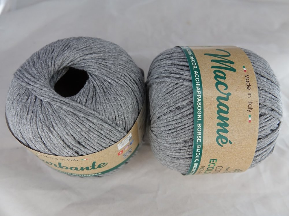 1 pelote 150 gr coton pour macramé ou tricot-crochet gris épaisseur
