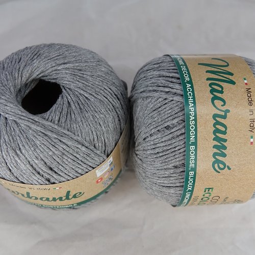 1 pelote 150 gr coton pour macramé ou tricot-crochet gris