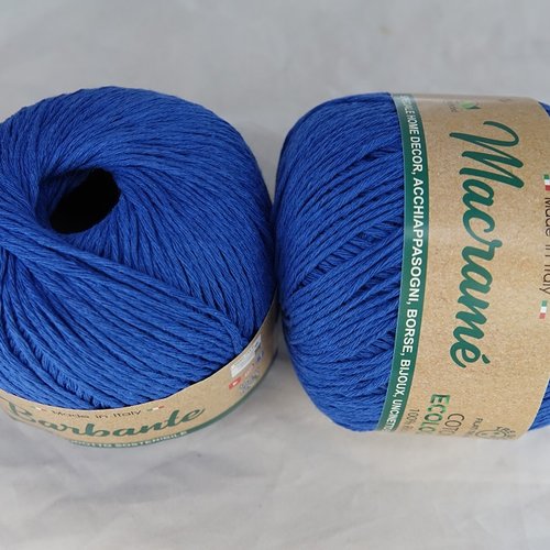 1 pelote 150 gr coton pour macramé ou tricot-crochet bleu royal 14
