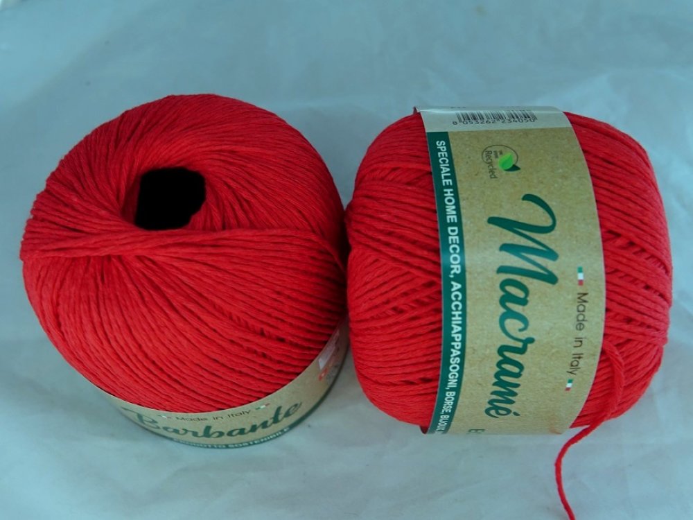 1 pelote 150 gr coton pour macramé ou tricot-crochet rouge épaisseur 2 mm -  Un grand marché