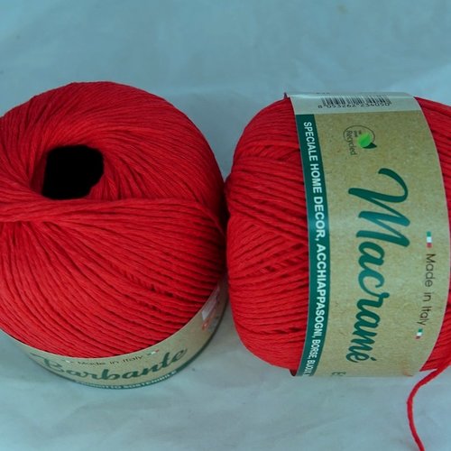 1 pelote 150 gr coton pour macramé ou tricot-crochet rouge 13