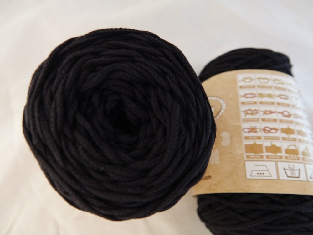 1 pelote 150 gr coton pour macramé ou tricot-crochet noir épaisseur 2 mm -  Un grand marché