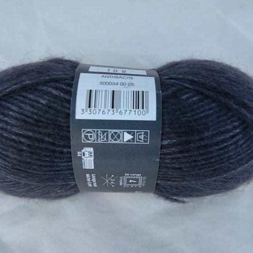 1 pelote laine mohair soie anthracite 108 phildar