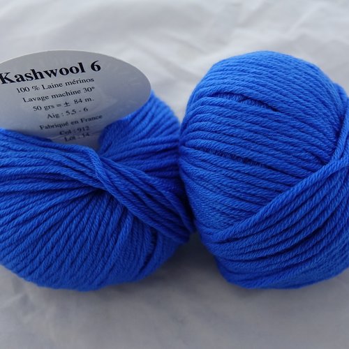 Pure laine mérinos 5 pelotes kashwool 6 bleu vif 912