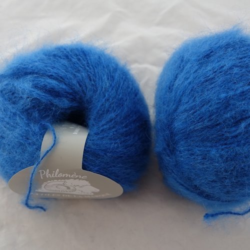 5 pelotes 50 gr mohair philomène bleu royal 053 textiles de la marque