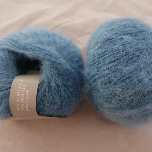 5 pelotes 50 gr mohair philomène bleu jean 059 textiles de la marque