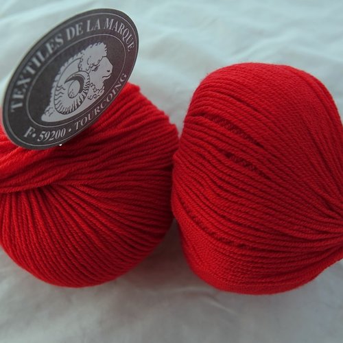 5 pelotes pure laine mérinos kashwool 3 rouge coquelicot 444