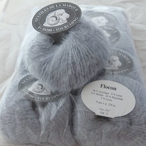 5 pelotes de 25 gr flocon gris bleuté 517 textiles de la marque