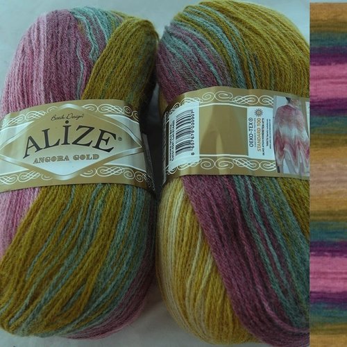 2 grosses pelotes  angora gold batik 4341 alize