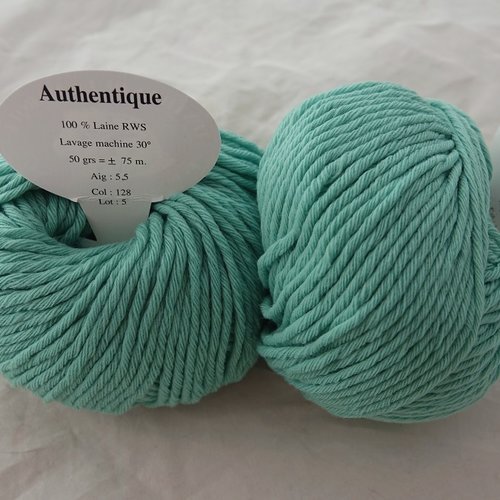 5 pelotes pure laine rws authentique vert jade 128  textiles de la marque