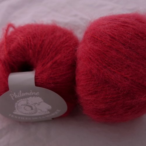 5 pelotes 50 gr mohair philomène rouge 146 textiles de la marque