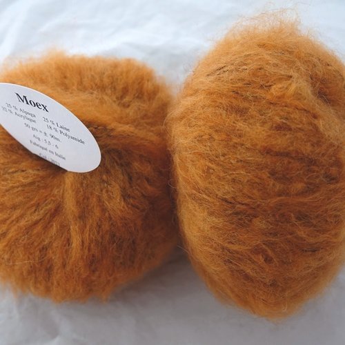 5 pelotes mohair moex  potiron 2021 textiles de la marque avec laine et alpaga