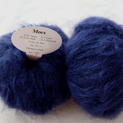 5 pelotes mohair moex marine 2045 textiles de la marque avec laine et alpaga