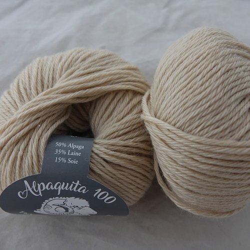 5 pelotes alpaquita 100 beige 2 alpaga laine et soie