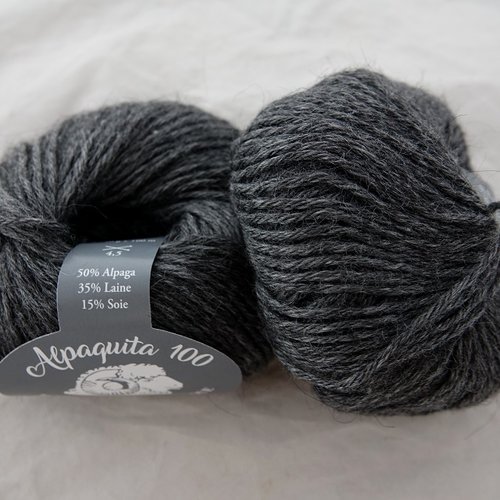 5 pelotes alpaquita 100 gris 6 alpaga laine et soie