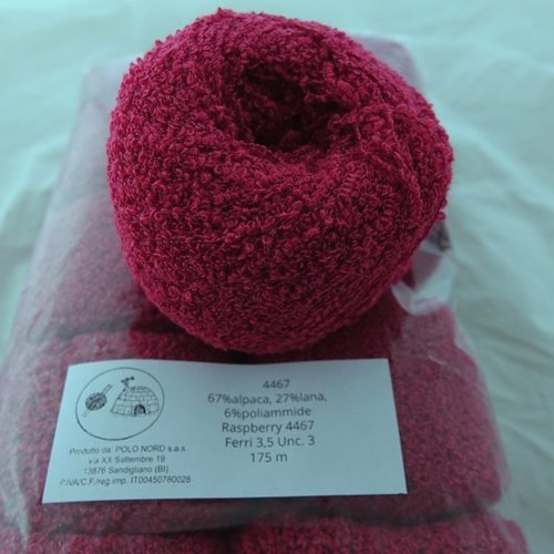5 pelotes 50 gr laine et alpaga framboise 4467 marque polo nord