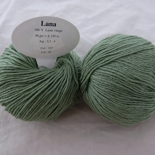 5 pelotes laine  lana  vert mousse 327 textiles de la marque