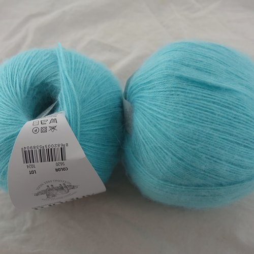 2 grosses pelotes  angora turquoise 5620 papatya
