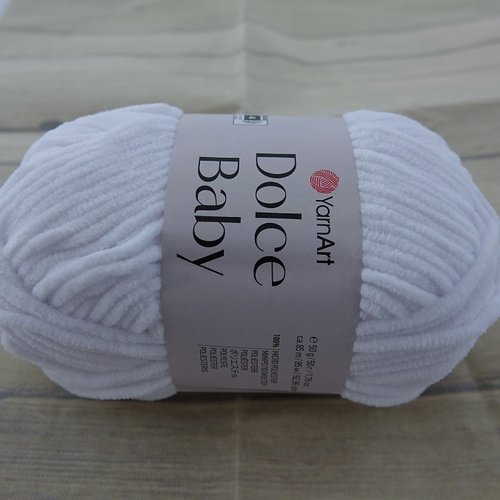 5 pelotes chenille velours dolce baby blanc 741 yarnart