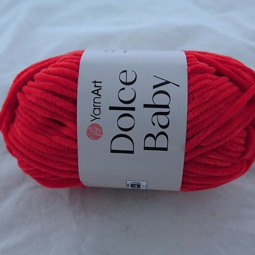 5 pelotes chenille velours dolce baby rouge 748 yarnart