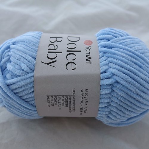 5 pelotes chenille velours dolce baby bleu 749 yarnart