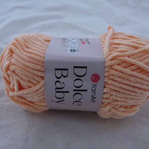 5 pelotes chenille velours dolce baby pêche 773 yarnart