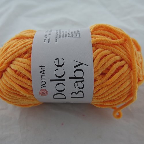 5 pelotes chenille velours dolce baby orange 852 yarnart