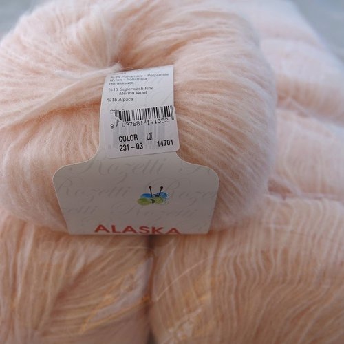 5 pelotes alaska rose poudre 231-03 de la marque rozetti