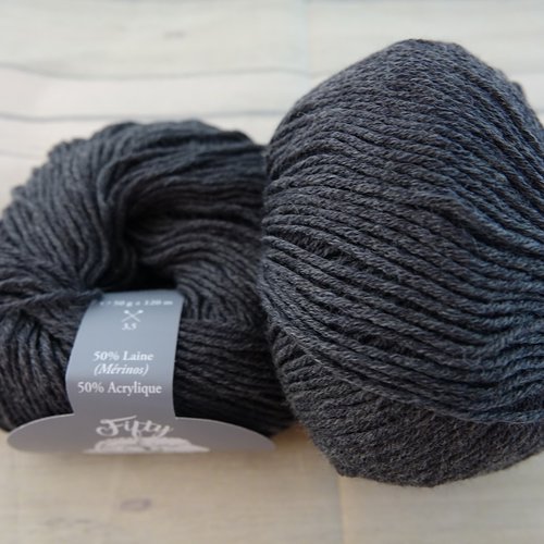 Mérinos 5 pelotes fifty gris anthracite 199  textiles de la marque