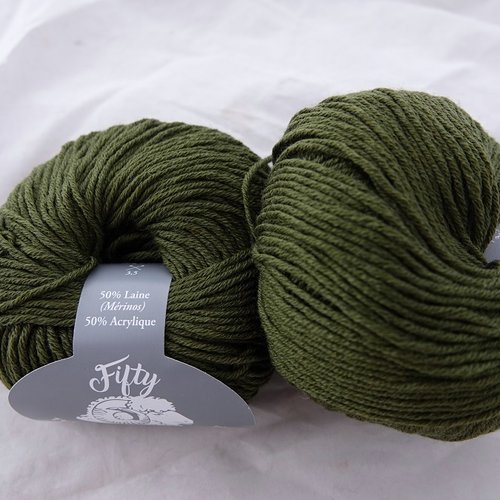 Mérinos 5 pelotes fifty vert bronze 126  textiles de la marque
