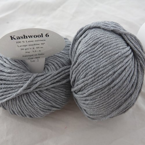 Pure laine mérinos 5 pelotes kashwool 6 gris souris 964